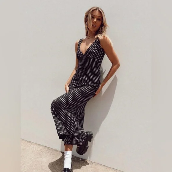 Princess Polly | Dresses | Nellie Maxi Dress Black Polka Dot Size 4 Fits Sm  | Poshmark